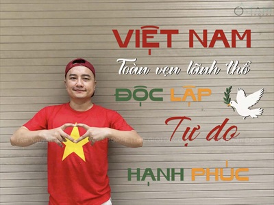 Bộ chữ gỗ Việt Nam hạnh phúc [Gỗ nhẹ - KT 95x90cm] CHU-GO-24